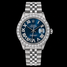 Afbeelding in Gallery-weergave laden, Rolex Datejust 16030 36mm Blauwe Romeinse Diamanten Wijzerplaat Roestvrij Staal Horloge
