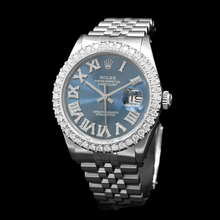 Afbeelding in Gallery-weergave laden, Rolex Datejust 16030 36mm Blauwe Romeinse Diamanten Wijzerplaat Roestvrij Staal Horloge

