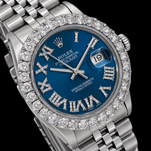 Afbeelding in Gallery-weergave laden, Rolex Datejust 16030 36mm Blauwe Romeinse Diamanten Wijzerplaat Roestvrij Staal Horloge
