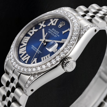 Afbeelding in Gallery-weergave laden, Rolex Datejust 16200 36mm Blauwe Romeinse Diamanten Wijzerplaat Roestvrij Staal Horloge
