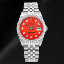 Afbeelding in Gallery-weergave laden, Rolex Datejust 16200 36mm Rode Diamanten Wijzerplaat Roestvrij Staal Horloge
