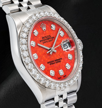 Afbeelding in Gallery-weergave laden, Rolex Datejust 16200 36mm Rode Diamanten Wijzerplaat Roestvrij Staal Horloge
