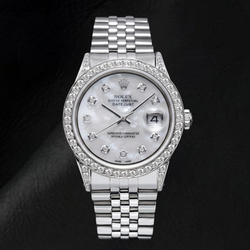 Rolex Datejust 16200 36mm Wit Parelmoer Diamanten Wijzerplaat Roestvrij Staal Horloge