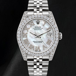 Rolex Datejust 16200 36mm Wit Parelmoer Romeinse Diamanten Wijzerplaat Roestvrij Staal Horloge
