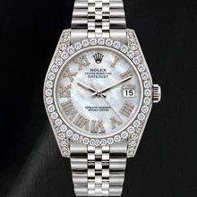 Afbeelding in Gallery-weergave laden, Rolex Datejust 16200 36mm Wit Parelmoer Romeinse Diamanten Wijzerplaat Roestvrij Staal Horloge
