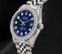 Afbeelding in Gallery-weergave laden, Rolex Datejust 16200 Blauwe Diamanten Wijzerplaat 36mm Diamanten Lunette Horloge Roestvrij Staal
