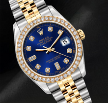 Afbeelding in Gallery-weergave laden, Rolex Datejust 16233 36mm Blauwe Diamanten Wijzerplaat Tweekleurig Horloge
