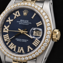 Afbeelding in Gallery-weergave laden, Rolex Datejust 16233 36mm Blauwe Romeinse Diamanten Wijzerplaat Tweekleurig Horloge
