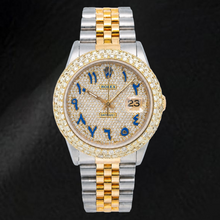Afbeelding in Gallery-weergave laden, Rolex Datejust 16233 36mm Tweekleurig Horloge met Blauwe Oost-Arabische Wijzerplaat met Diamant-Pavé

