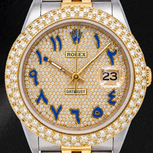 Afbeelding in Gallery-weergave laden, Rolex Datejust 16233 36mm Tweekleurig Horloge met Blauwe Oost-Arabische Wijzerplaat met Diamant-Pavé
