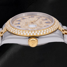 Afbeelding in Gallery-weergave laden, Rolex Datejust 16233 36mm Tweekleurig Horloge met Blauwe Oost-Arabische Wijzerplaat met Diamant-Pavé

