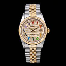 Afbeelding in Gallery-weergave laden, Rolex Datejust 16233 36mm Regenboog Oost-Arabische Diamanten Wijzerplaat Tweekleurig Horloge
