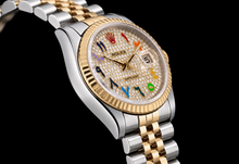 Afbeelding in Gallery-weergave laden, Rolex Datejust 16233 36mm Regenboog Oost-Arabische Diamanten Wijzerplaat Tweekleurig Horloge
