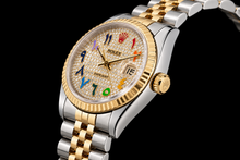 Afbeelding in Gallery-weergave laden, Rolex Datejust 16233 36mm Regenboog Oost-Arabische Diamanten Wijzerplaat Tweekleurig Horloge
