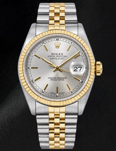 Afbeelding in Gallery-weergave laden, Rolex Datejust 16233 36mm Tweekleurig Horloge met Zilverkleurige Wijzerplaat met Streepindexen
