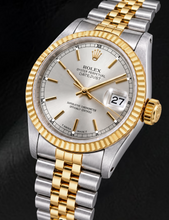 Afbeelding in Gallery-weergave laden, Rolex Datejust 16233 36mm Tweekleurig Horloge met Zilverkleurige Wijzerplaat met Streepindexen
