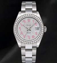 Afbeelding in Gallery-weergave laden, Rolex Datejust 178240 31mm Horloge van Roestvrij Staal met Roze Oost-Arabische Wijzerplaat Geplaveid met Diamanten
