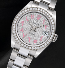 Afbeelding in Gallery-weergave laden, Rolex Datejust 178240 31mm Horloge van Roestvrij Staal met Roze Oost-Arabische Wijzerplaat Geplaveid met Diamanten
