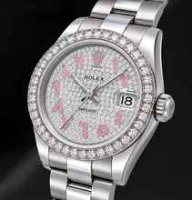 Afbeelding in Gallery-weergave laden, Rolex Datejust 178240 31mm Horloge van Roestvrij Staal met Roze Oost-Arabische Wijzerplaat Geplaveid met Diamanten
