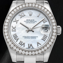 Afbeelding in Gallery-weergave laden, Rolex Datejust 178240 31 mm Witte Parelmoeren Romeinse Wijzerplaat Diamanten Lunette Roestvrij Staal Horloge
