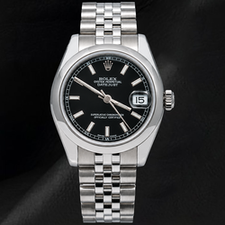 Rolex Datejust 178240 Zwarte Lichtgevende Wijzerplaat 31mm Roestvrij Staal Horloge