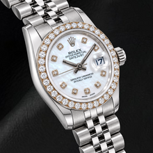 Afbeelding in Gallery-weergave laden, Rolex Datejust 179160 26mm Wit Parelmoer Diamanten Wijzerplaat Roestvrij Staal Horloge
