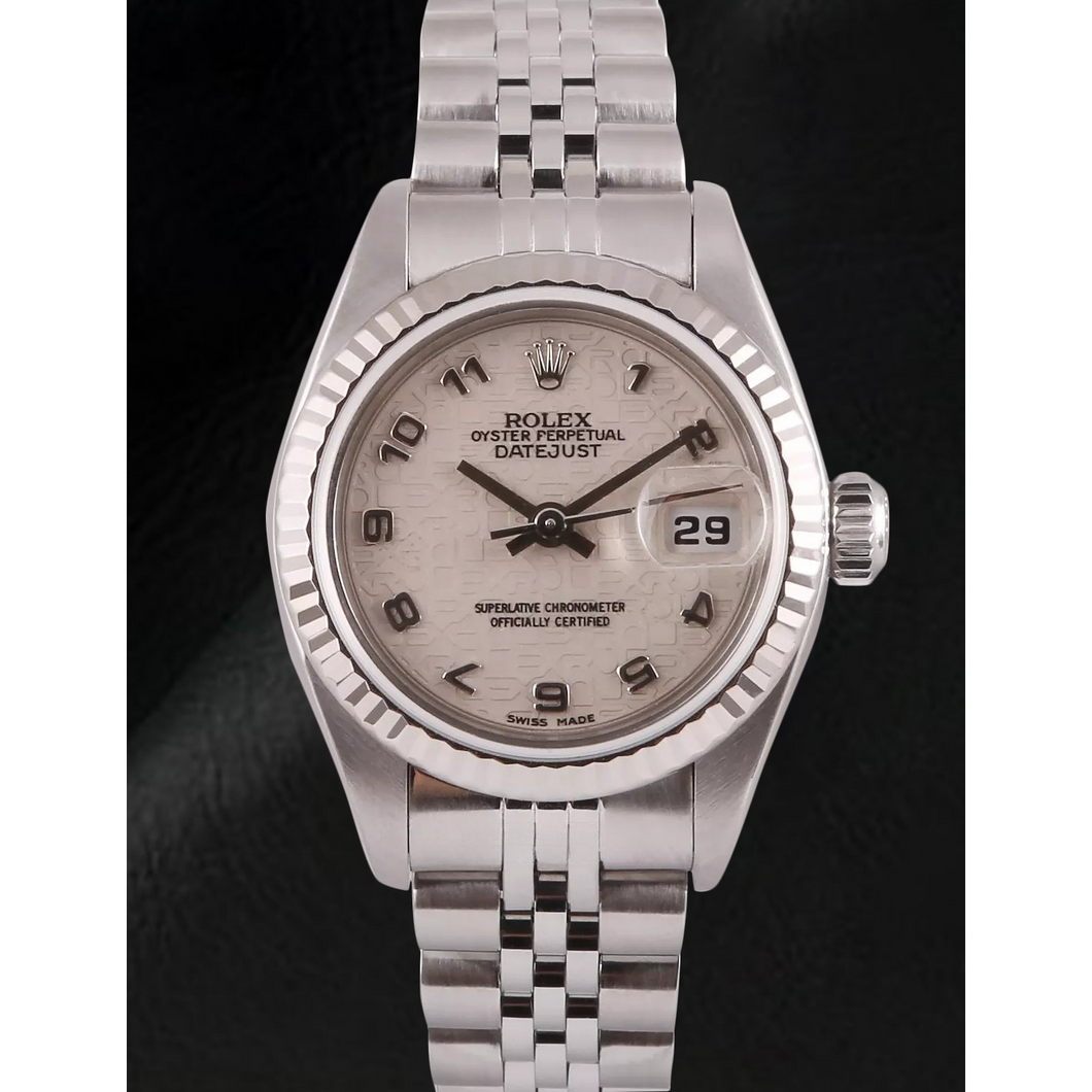 Rolex Datejust 26 mm Wit Jubilee Arabisch Wijzerplaat Roestvrijstalen Horloge