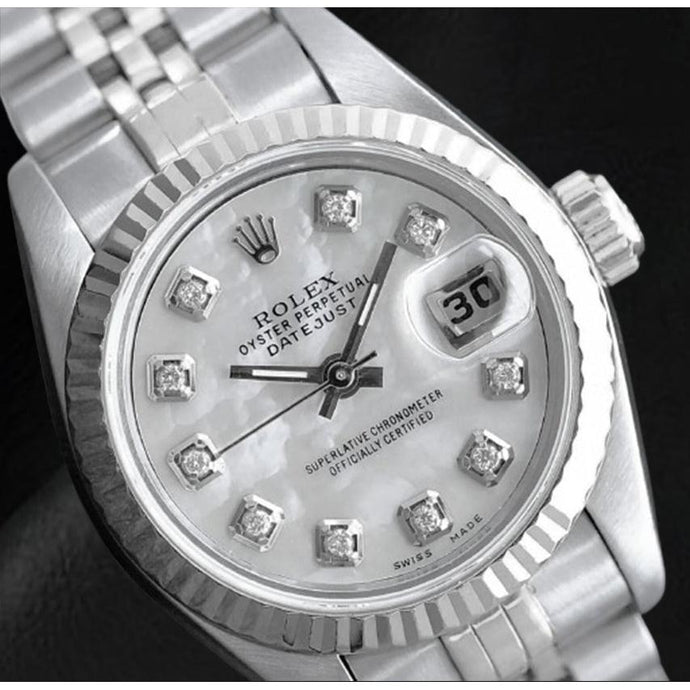 Rolex Datejust 26 mm Wit Parelmoer Diamant Wijzerplaat Roestvrijstalen Horloge