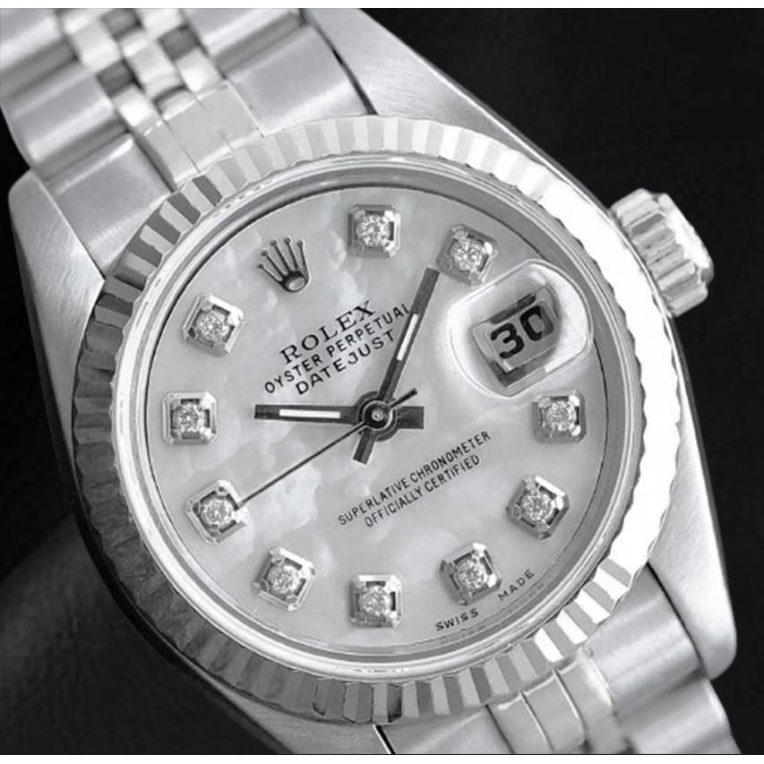 Rolex Datejust 26 mm Wit Parelmoer Diamant Wijzerplaat Roestvrijstalen Horloge
