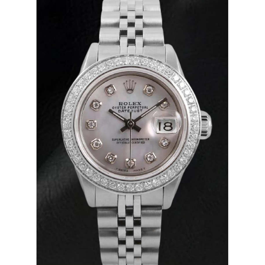 Rolex Datejust 26 mm Wit Parelmoer Wijzerplaat Diamanten Lunette Roestvrijstalen Horloge