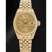 Afbeelding in Gallery-weergave laden, Rolex Datejust 26 mm champagnekleurige wijzerplaat geelgouden dameshorloge
