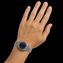 Afbeelding in Gallery-weergave laden, Rolex Datejust 26 mm donkerblauwe diamanten wijzerplaat Jubilee armbandhorloge van roestvrij staal
