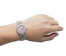 Afbeelding in Gallery-weergave laden, Rolex Datejust 26 mm roze parelmoer 2004 diamanten wijzerplaat roestvrij staal horloge 79174 P2
