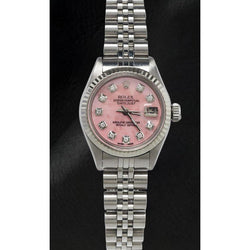 Rolex Datejust 26 mm roze parelmoer diamanten wijzerplaat roestvrij staal horloge