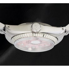 Afbeelding in Gallery-weergave laden, Rolex Datejust 26 mm roze parelmoer diamanten wijzerplaat roestvrij staal horloge
