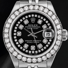 Afbeelding in Gallery-weergave laden, Rolex Datejust 26mm 6916 Zwarte String Diamanten Wijzerplaat Roestvrij Staal Horloge
