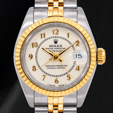 Afbeelding in Gallery-weergave laden, Rolex Datejust 26mm 69173 Witte Arabische Jubilé-wijzerplaat Tweekleurig Horloge
