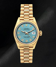 Afbeelding in Gallery-weergave laden, Rolex Datejust 26mm 69178 Turkooizen Diamanten Wijzerplaat 18K Geelgoud Horloge
