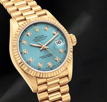 Afbeelding in Gallery-weergave laden, Rolex Datejust 26mm 69178 Turkooizen Diamanten Wijzerplaat 18K Geelgoud Horloge
