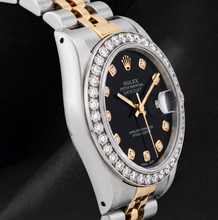Afbeelding in Gallery-weergave laden, Rolex Datejust 26mm 6917 Zwarte Diamanten Wijzerplaat Tweekleurig Horloge
