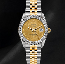 Afbeelding in Gallery-weergave laden, Rolex Datejust 26mm 6917 Champagne Romeinse Wijzerplaat Diamanten Lunette Tweekleurig Horloge

