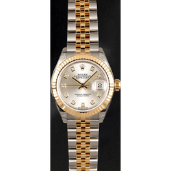 Rolex Datejust 279173 Zilveren Diamanten Wijzerplaat 28 mm Tweekleurig Horloge