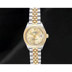Rolex Datejust 28 mm Roestvrij Staal en Geelgoud Diamanten Dameshorloge 279173