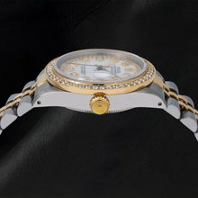 Afbeelding in Gallery-weergave laden, Rolex Datejust 31 mm 6824 Wit Parelmoer Diamanten Wijzerplaat met Diamantensnoer Tweekleurige Jubilee-armband
