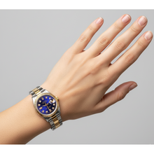 Afbeelding in Gallery-weergave laden, Rolex Datejust 31 mm blauwe diamanten wijzerplaat two-tone Oyster armbandhorloge
