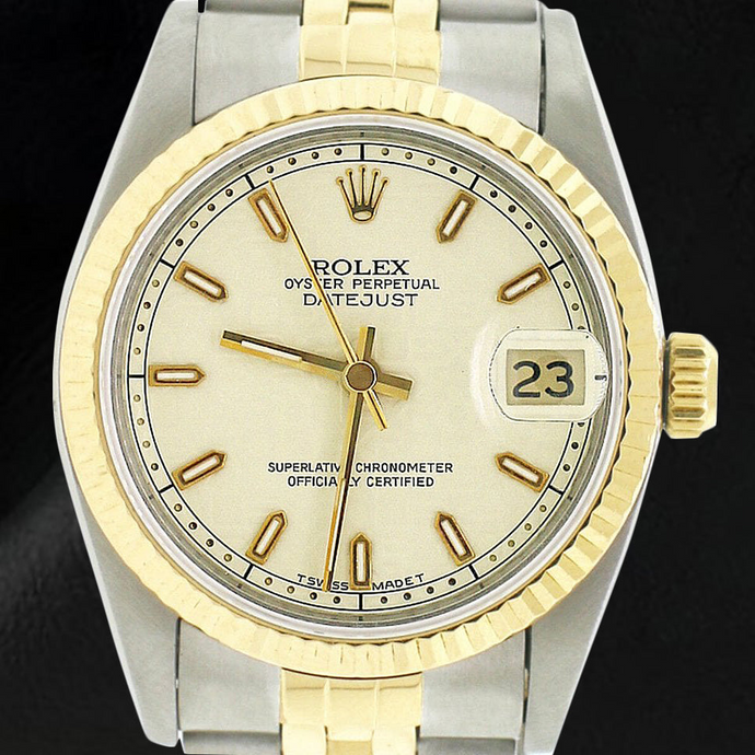 Rolex Datejust 31 mm dameshorloge met tweekleurige ivoorkleurige wijzerplaat