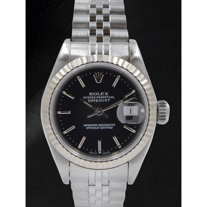 Rolex Datejust 31 mm zwart stalen horloge met stokwijzerplaat