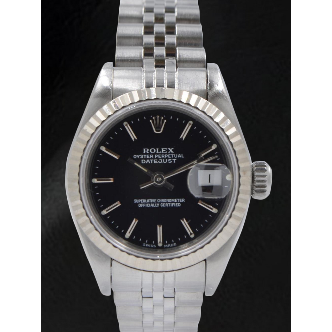 Rolex Datejust 31 mm zwart stalen horloge met stokwijzerplaat