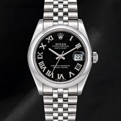 Rolex Datejust 31mm 178240 Roestvrij Staal Horloge met Zwarte Romeinse Wijzerplaat