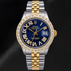 Rolex Datejust 36mm 1601 Blauwe Romeinse Diamanten Wijzerplaat Tweekleurig Jubilee-armband